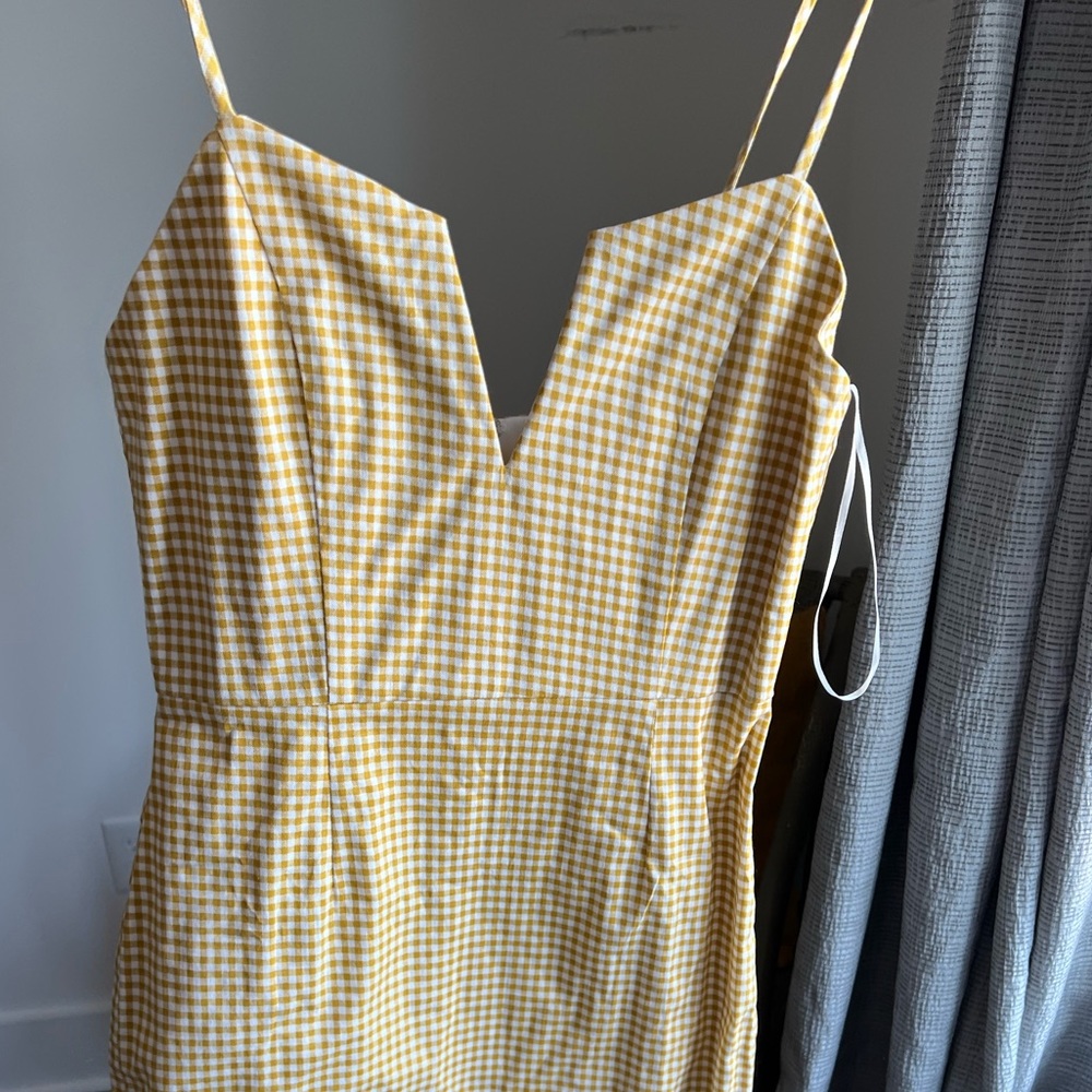 White and yellow thin strap dress